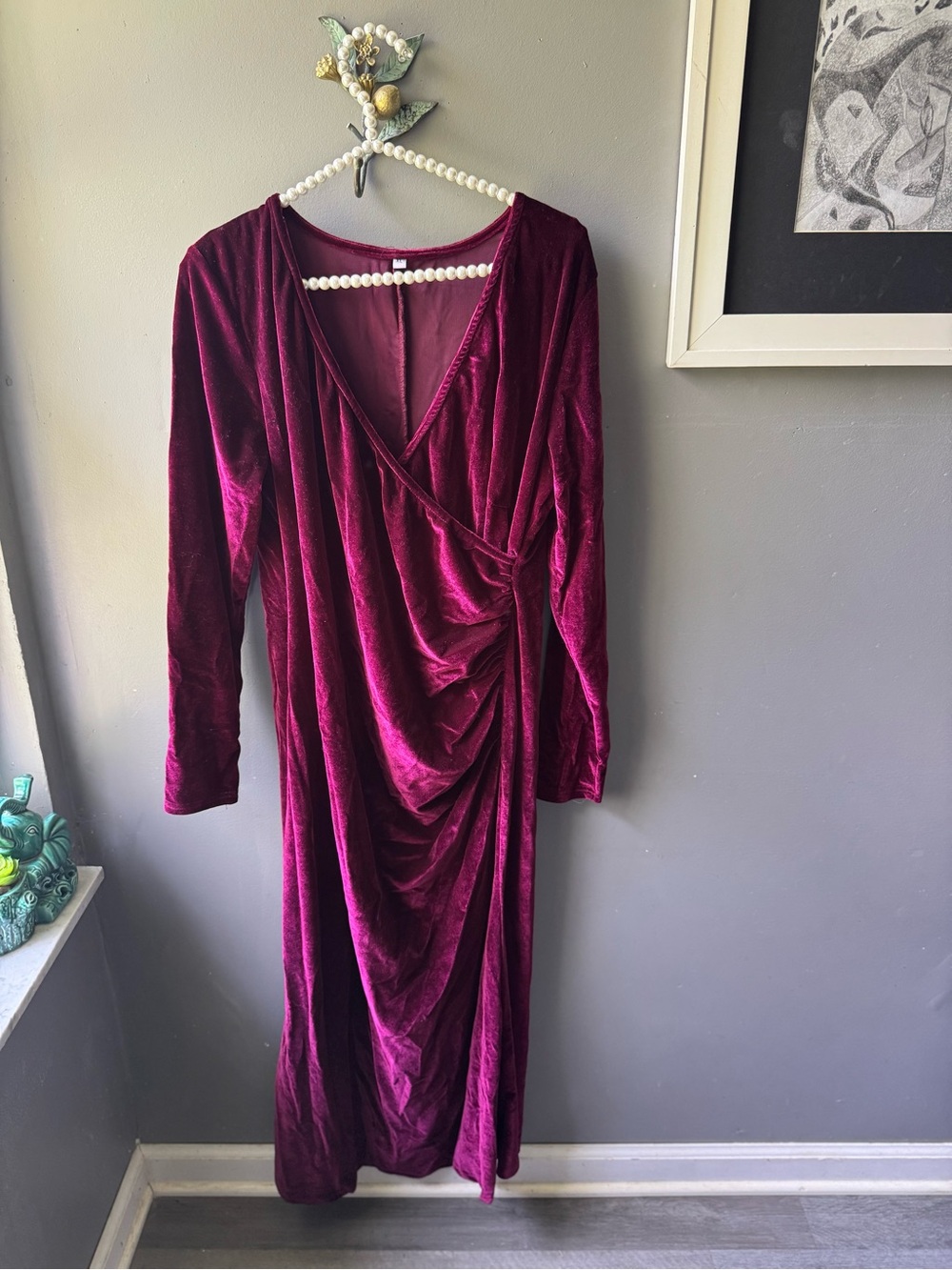 Burgundy Velvet Dress Size XL